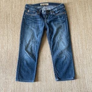 Big Star Crop  Distressed Dark Jeans Size 27